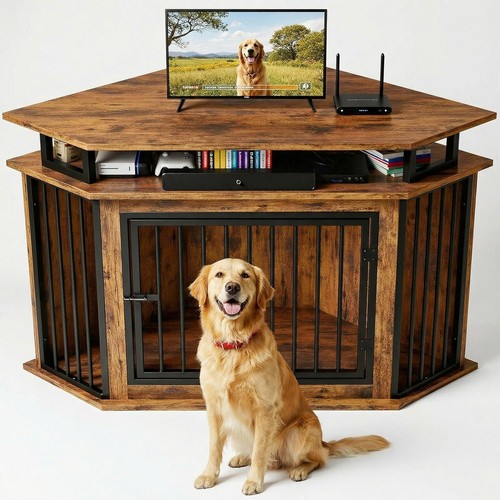 Corner dog crate furniture - 51",