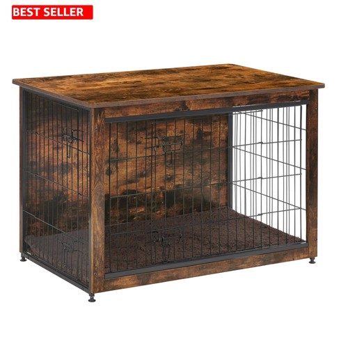 Rustic brown dog crate with - dog,